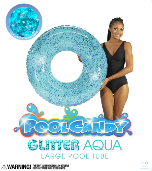 Inflatable Pool Tube Aqua Color Glitter Large